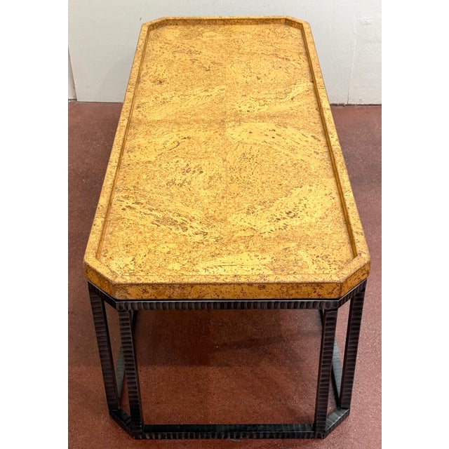 French Modern Style Cork-Top Cocktail Table with Wrought Iron Base, France For Sale - Image 10 of 15