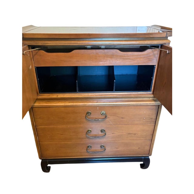 Mid-Century Modern Kent-Coffey “Amerasia” Walnut Chest on Chest, Mid-Century Modern Cabinet For Sale - Image 3 of 7