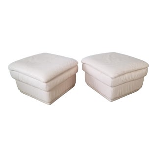 1980s Italian Postmodern Style Leather Ottomans - a Pair For Sale