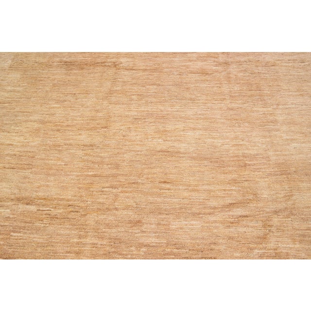 Textile Beige Handmade Contemporary Solid Gabbeh Style Wool Rug For Sale - Image 7 of 9