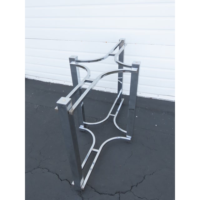 Late 20th Century Hollywood Regency Chrome Glass Top Dining Table 6430 For Sale - Image 5 of 18