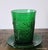 6 Mid Century Forest Green Glass Sandwich Pattern Juice Tumblers w/ Saucers ~ Anchor Hocking. deep forest green color and...