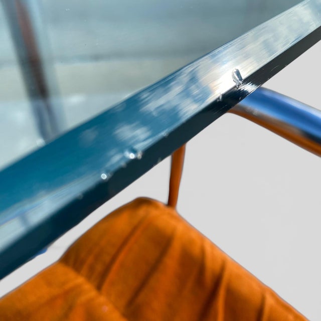 Vintage Chromcraft Chrome and Woven Five-Piece Dining Set, Mid-Century Modern, Mid-Century, Coastal, Glass For Sale In Los Angeles - Image 6 of 18