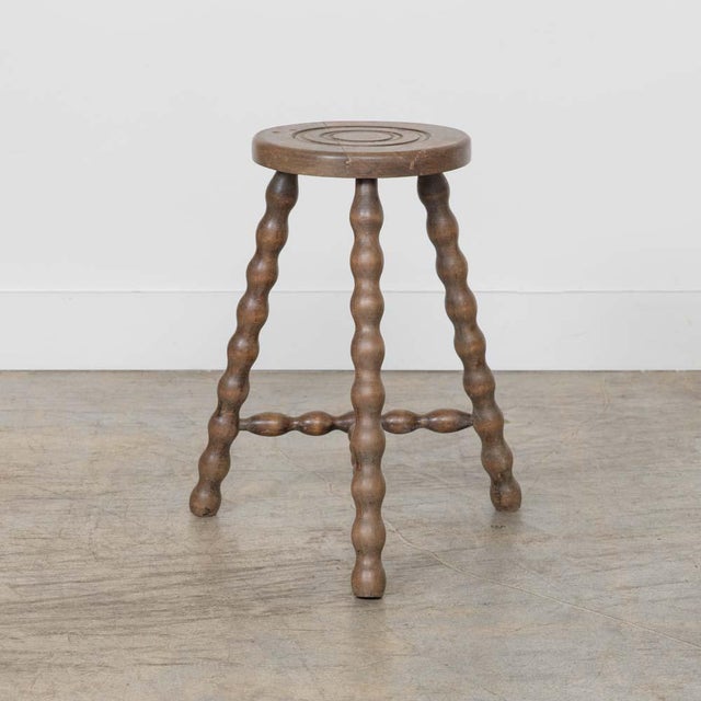 1950s Tall French Wood Tripod Stool For Sale In Los Angeles - Image 6 of 11