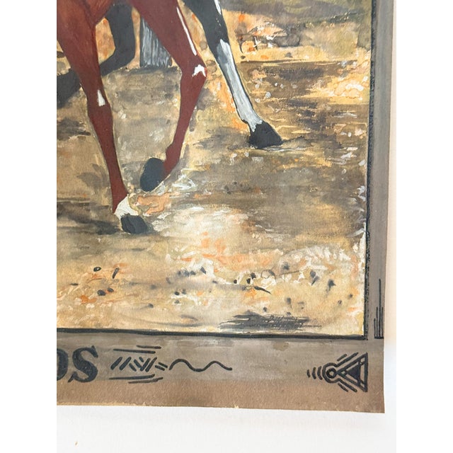 1926 Antique Original Gouache Horses Painting Titled "Friends," Signed by Juan P. Winandy For Sale In Dallas - Image 6 of 8