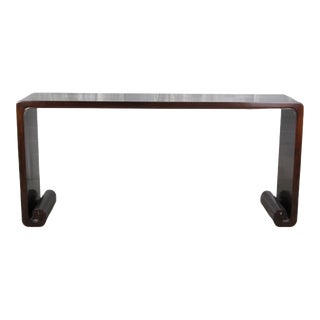 Brown Walnut Water Fall Console Table For Sale