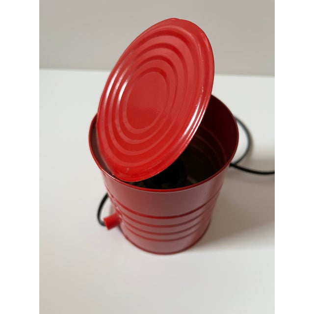 1980s Vrieland Vintage Tin Can Lamp Red For Sale - Image 9 of 14