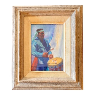"Indian Drummer" (1974) Gouache on Paper by Donald Putnam (1925-2007) For Sale