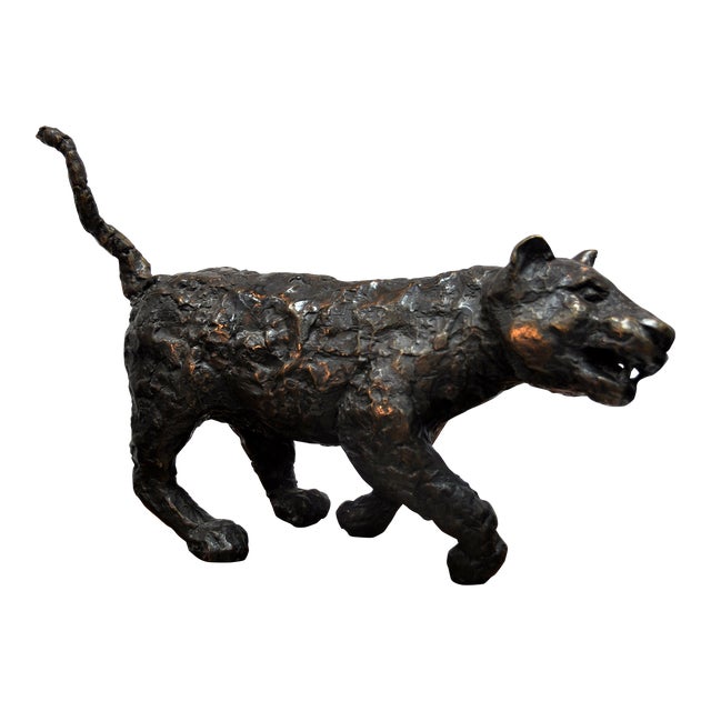 Dominik Albinski, Polish Modernist Man Lioness Bronze Expressionist Lion Art Sculpture For Sale