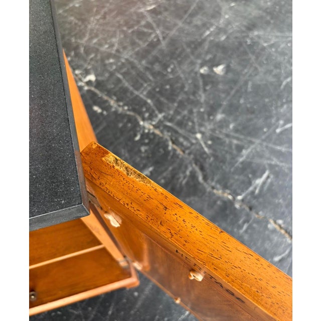 Brown Mid Century Heritage Slate Top Petite Credenza W Reversible Door Panels For Sale - Image 8 of 17