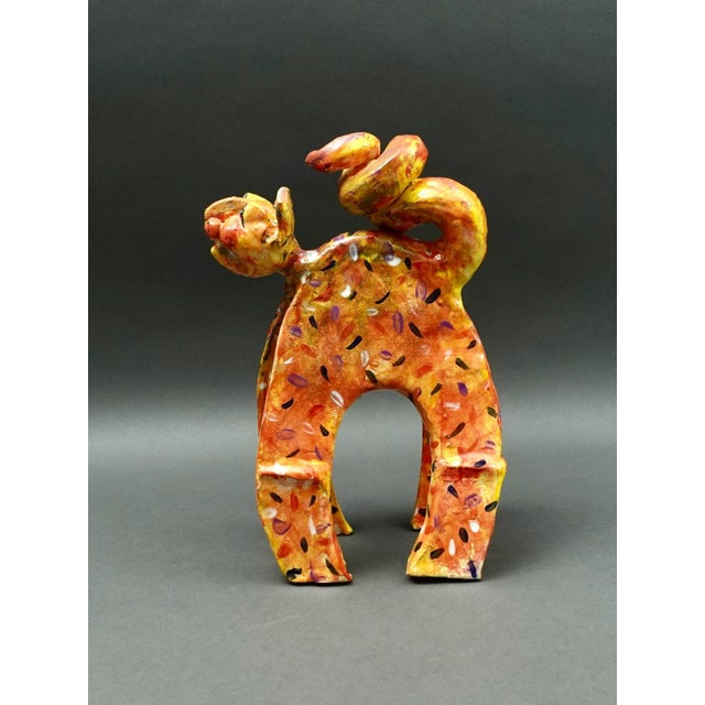Mid-Century Modern Mid 20th Century Whimsical Signed Studio Art Pottery Ceramic Cat Figurine Sculpture For Sale - Image 3 of 8