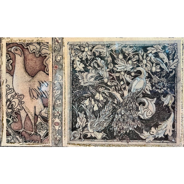 1990s Large Framed Tapestry-Style Art Print With Heraldic & Botanical Motifs - 4.5 Ft. Tall For Sale In Dallas - Image 6 of 10