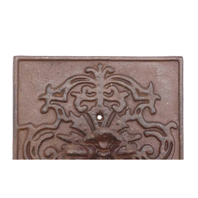Traditional Mid 20th Century Cast Iron Ornate Door Knocker on Back Plate For Sale - Image 3 of 12