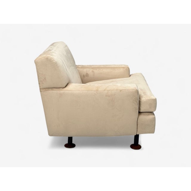 Textile Marco Zanuso, Beige Velvet, Wood, Metal, Lounge Chair, Italy, 1960s For Sale - Image 7 of 11