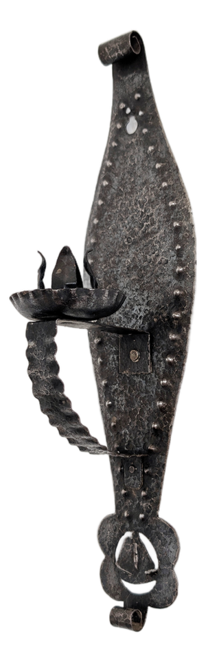 Vintage Spanish Brutalist Wrought Iron Wall Sconce, 1960s