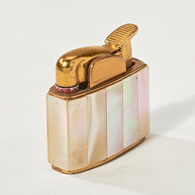 Vintage Art Deco Mother of Pearl Pocket Cigarette Lighter For Sale - Image 4 of 6