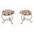 Pair Clover Shape Crewel Work Upholstered Iron Stools For Sale