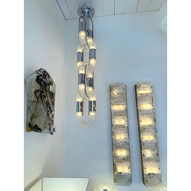 Metal Chain Chandelier Murano Glass Metal by Aldo Nason for Mazzega, Italy, 1970s For Sale - Image 7 of 13