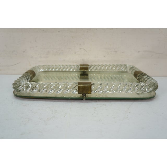 Mid 20th Century Mid Century Italian Murano Twisted Rope Glass Mirrored Vanity Tray 16" For Sale - Image 5 of 14