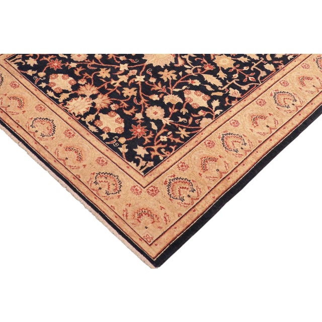 Classic Ziegler Blue Tan Hand-Knotted Wool Rug - 5'3'' X 7'4'' For Sale - Image 4 of 8