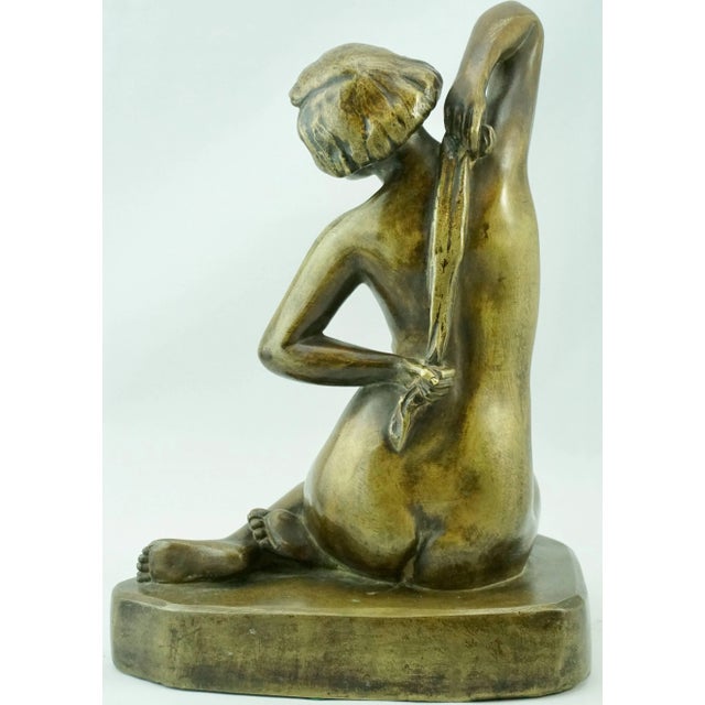 1930s French Art Deco Bronze Nude by F. Trinque, 1930 For Sale - Image 5 of 7