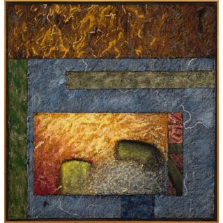 Nanette Carter Segments of Time 1992 Oil Stick on Canvas Abstract Collage Framed For Sale