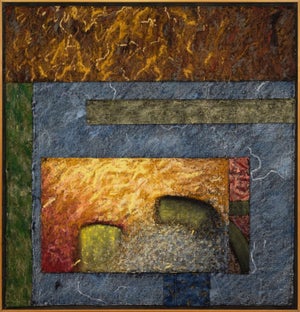 Nanette Carter Segments of Time 1992 Oil Stick on Canvas Abstract Collage Framed