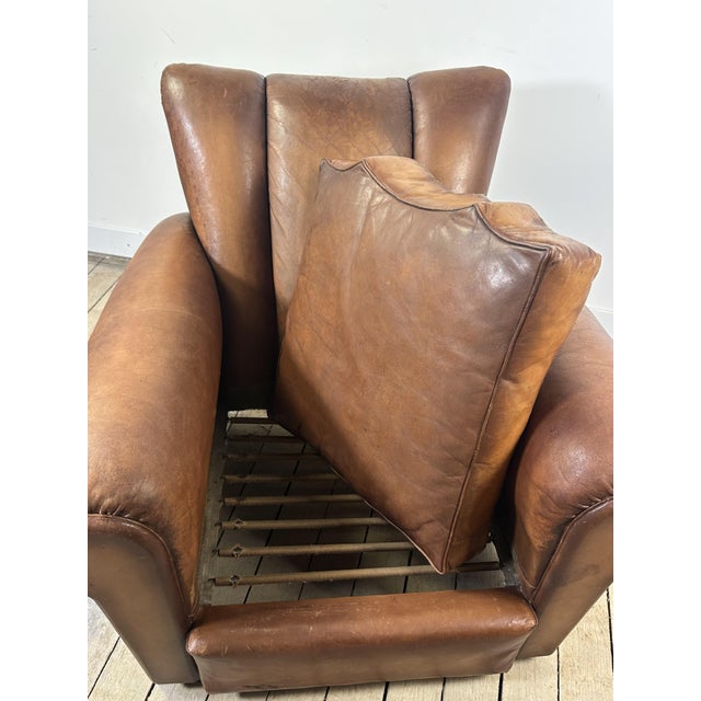 Brown Vintage Leather Club Chair, 1950s For Sale - Image 8 of 13