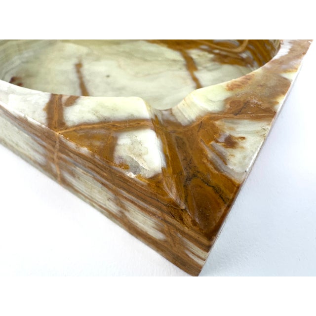 Stone Vintage Banded Onyx Stone Square Ashtray Catchall For Sale - Image 7 of 9