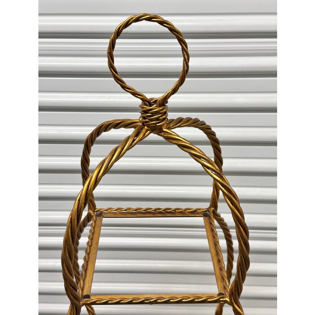 1960s 1960s Italian Hollywood Regency Gold Gilt 47" Iron Rope Tassel 3-Tier Etagere Stand For Sale - Image 5 of 8