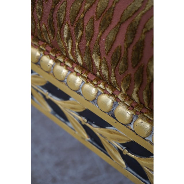 French Louis XVI Style Black & Gold Bench For Sale - Image 10 of 12