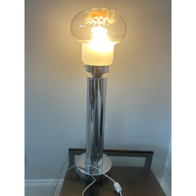 Mid-Century Modern Chrome and Murano Glass Lamp, Italy, 1970 For Sale - Image 3 of 8