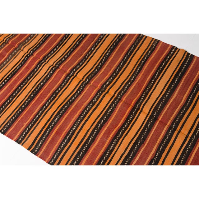 Mid 20th Century Tribal Striped Rug - Bohemian Home Decor Flatweave For Sale - Image 4 of 10