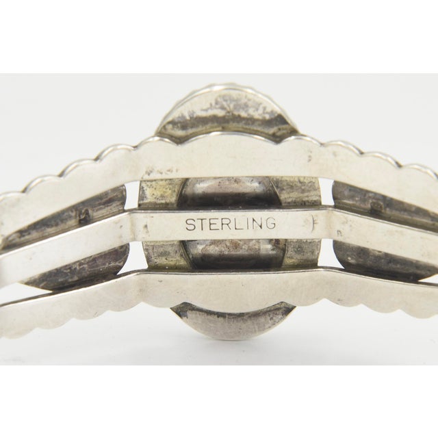 Vintage Southwestern Sterling Silver Turquoise Cuff Bracelet For Sale - Image 9 of 11