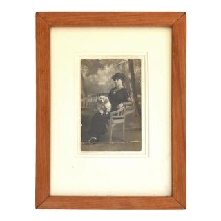 Antique French Photograph Portrait of a Woman and Her Dog For Sale