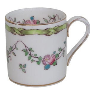 Late 20th Century Crown Staffordshire Bone China Espresso Tea Cup Rose Laurels F6242 Pattern For Sale