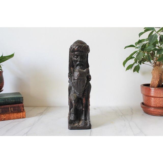 Vintage Hand-Carved Wooden Folk Art Figure Riding a Donkey For Sale - Image 4 of 9