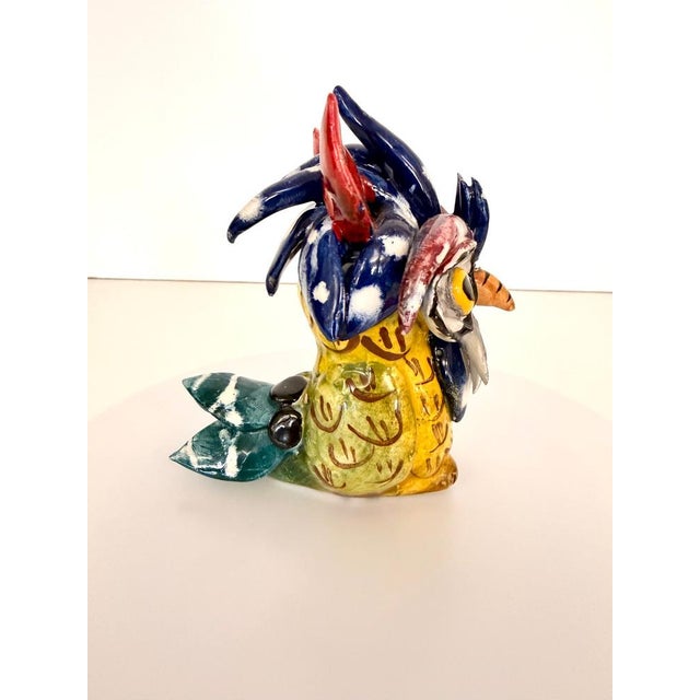 1920s Vintage Hand-Painted and Lacquered Ceramic Owl from Vietri, Italy, 1925 For Sale - Image 5 of 13