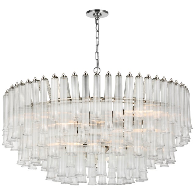 Julie Neill for Visual Comfort Signature Lorelei X-Large Chandelier in Polished Nickel with Clear Glass For Sale
