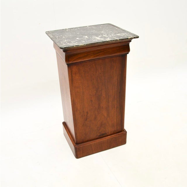 French Walnut Bedside Table with Marble Top, 1880s For Sale - Image 6 of 10