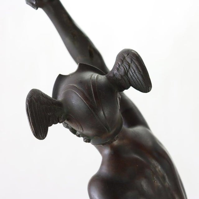 Late 19th Century Grand Tour 36” Classical Bronze Sculpture of Mercury on Breath of Zeus C1890 For Sale - Image 5 of 16