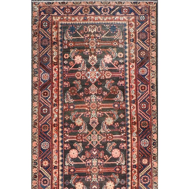 Tribal Antique Persian Hamadan Runner With All-Over Sub-Geometric Floral Design For Sale - Image 3 of 11