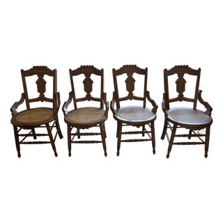Antique French Provincial Cane Seat Chairs, Set of Four, Late 19th Century For Sale