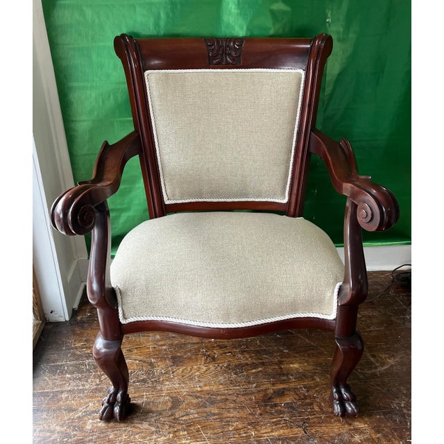 Victorian 19th Century Solid Walnut Empire Style 3 Piece Parlor Seating Set For Sale - Image 3 of 12