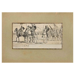 Alfred de Richemont, The Crusades, Mixed Media Drawing, Late 19th Century For Sale
