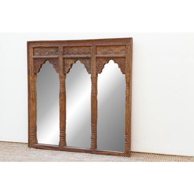Early 20th Century Vintage Mandala Arched Carved Wall Mirror For Sale - Image 5 of 8