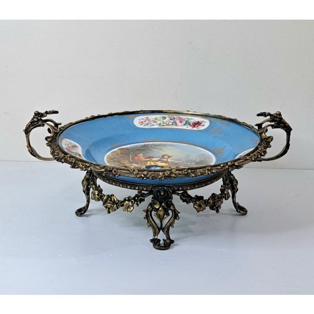 19th Century Sèvres Style Porcelain Centerpiece Bowl With Ormolu Mounts For Sale In West Palm - Image 6 of 15