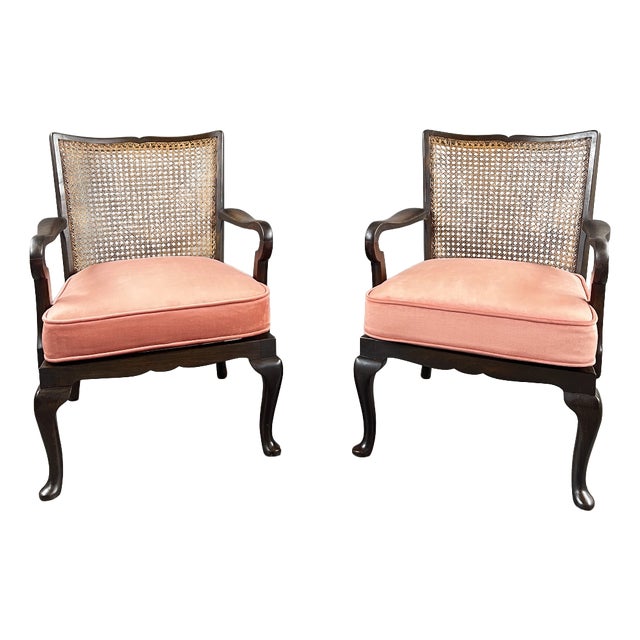 20th Century Armchairs in Wood and Caning, Set of 2 For Sale