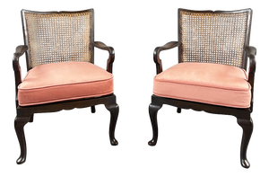 20th Century Armchairs in Wood and Caning, Set of 2