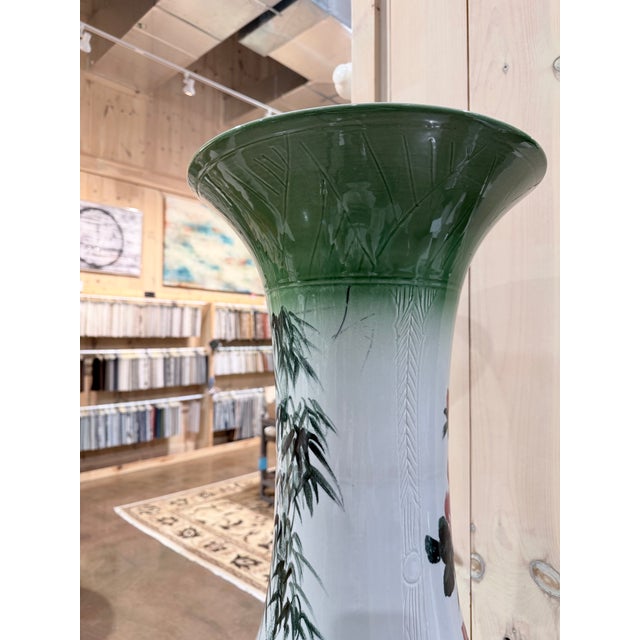 Ceramic Pair of Vintage Chinese Celadon Porcelain Floor Vases For Sale - Image 7 of 11